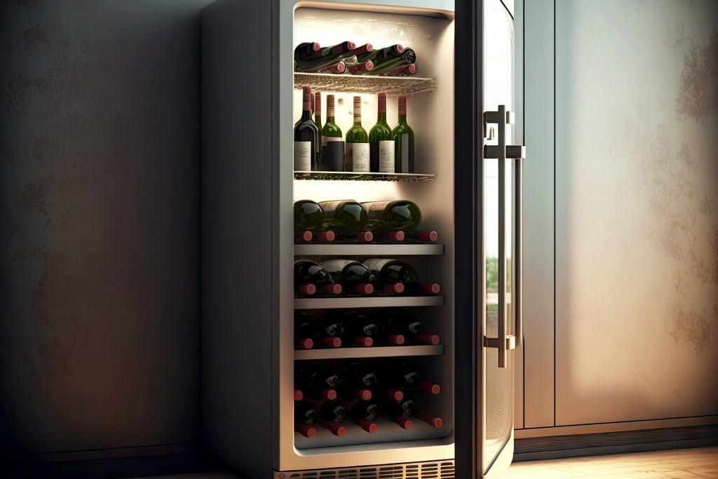 grande-cantinetta-vino-professionale-con-porta-aperta